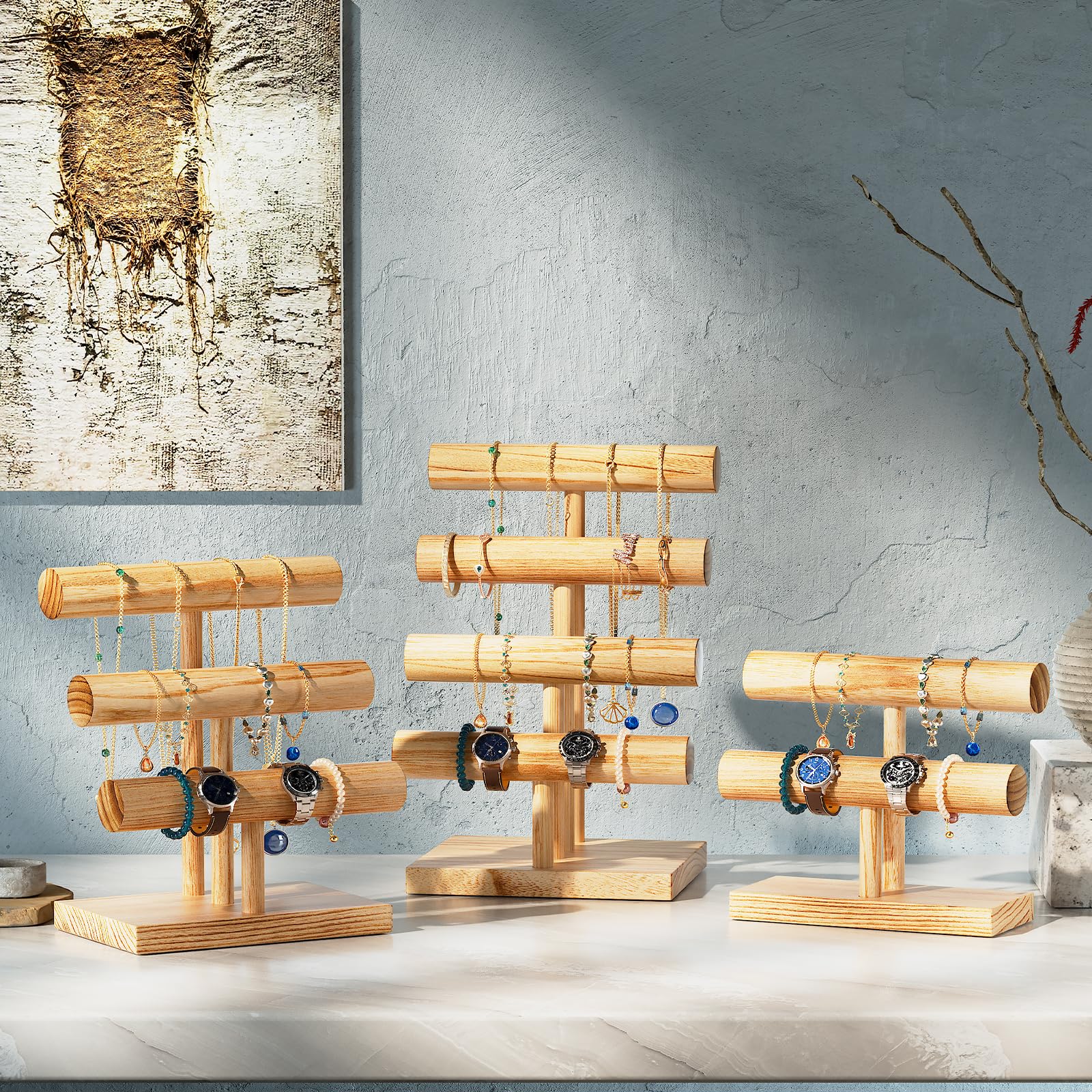 Lolalet Jewelry Stand Schmuckständer Holz Natur 3-stufig