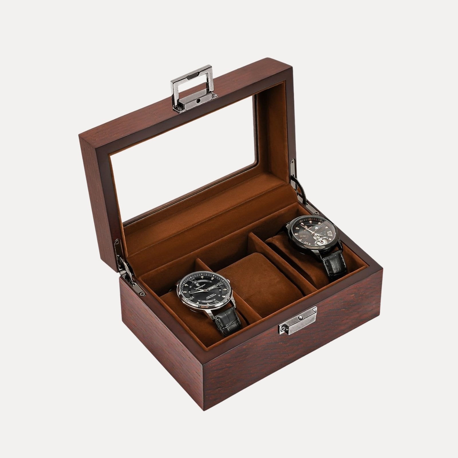 Lolalet Watch Box Uhrenbox Holz Espresso 6 Fächer Glas