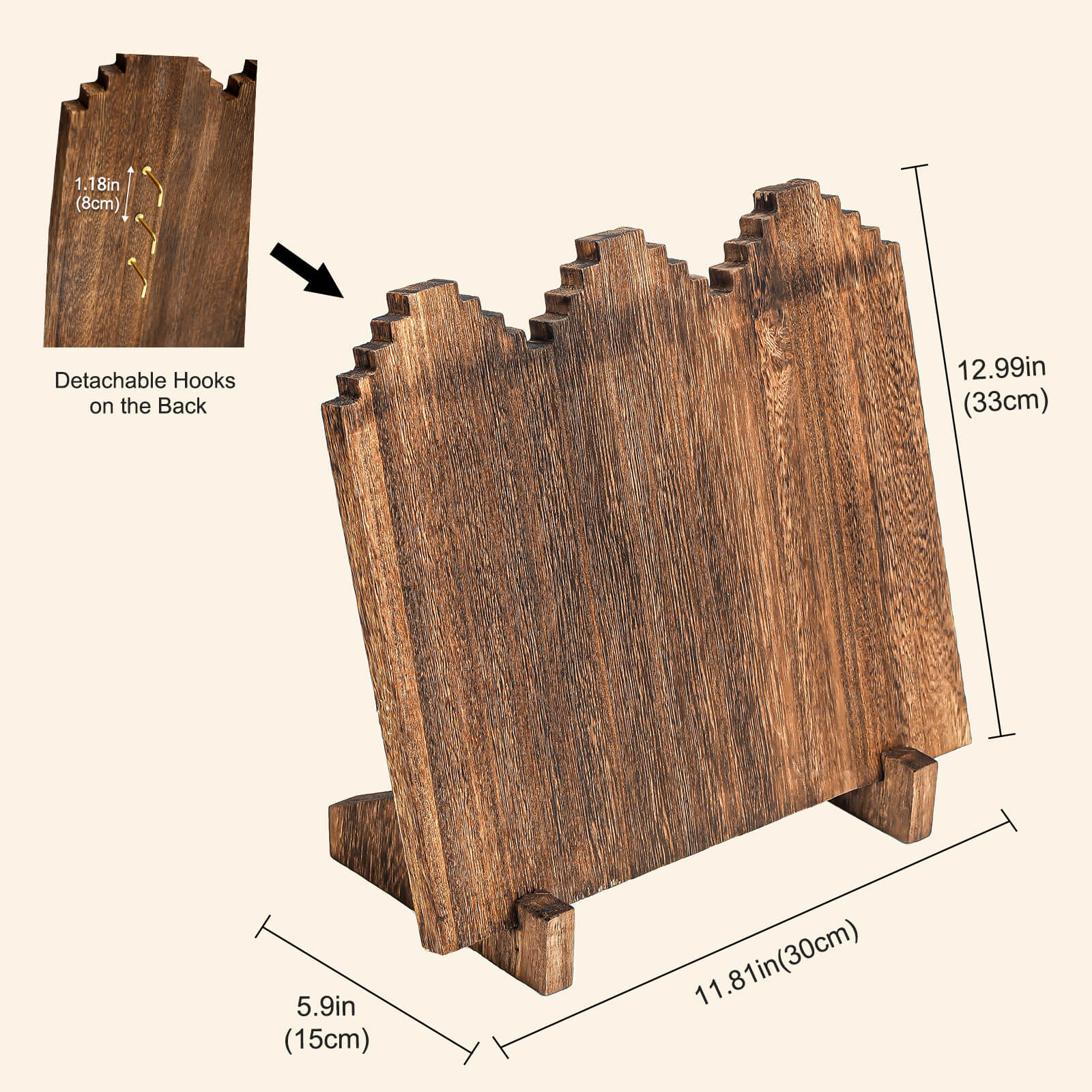 Lolalet Jewelry Stand Kettenständer Holz 1er Pack braun 12 Haken