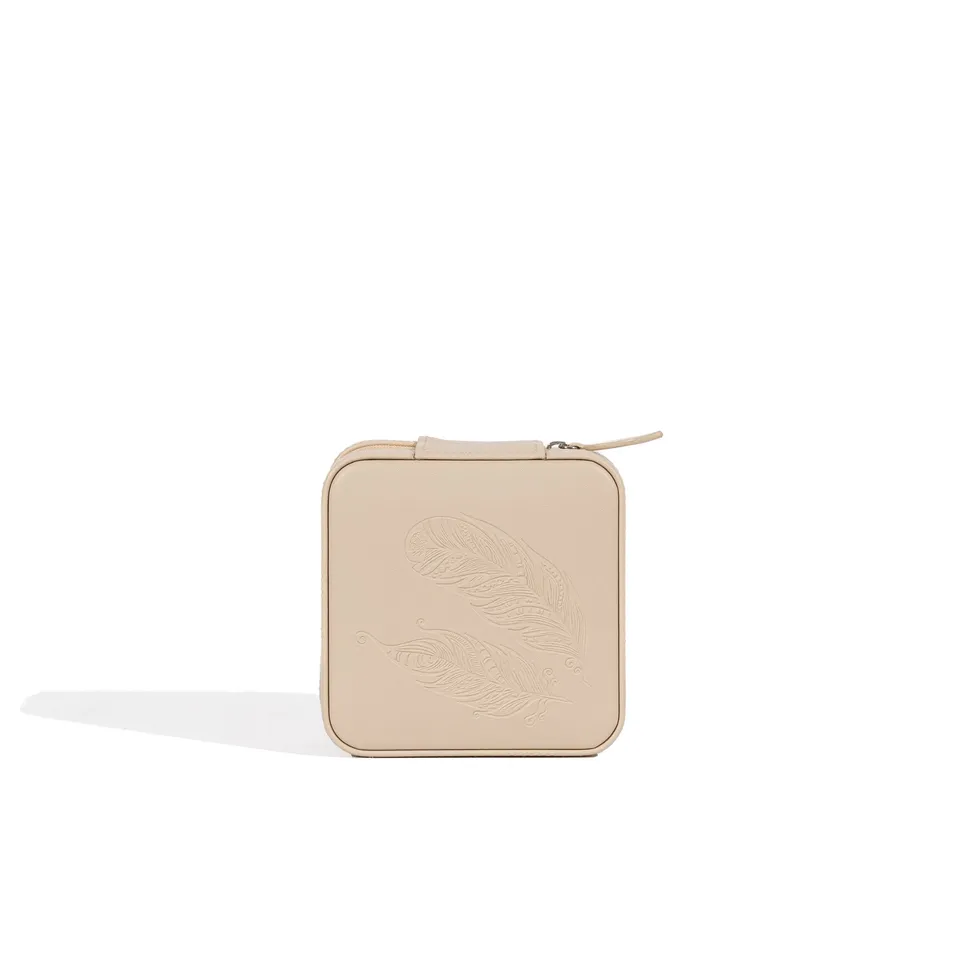 Friedrich 23 Boho Schmucketui Beige Spiegel Reissverschluss