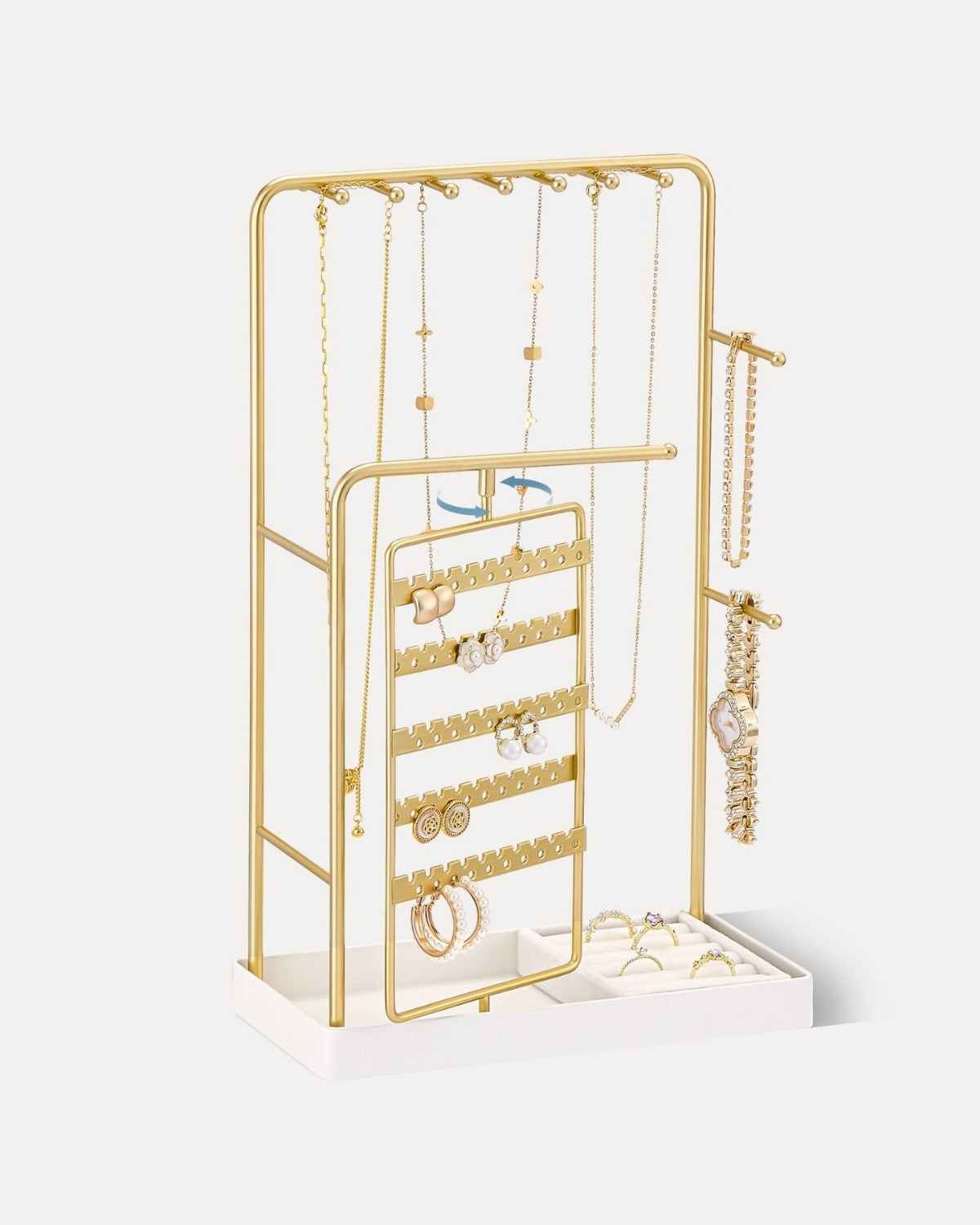 Lolalet Jewelry Stand Schmuckständer Gold 360 drehbar