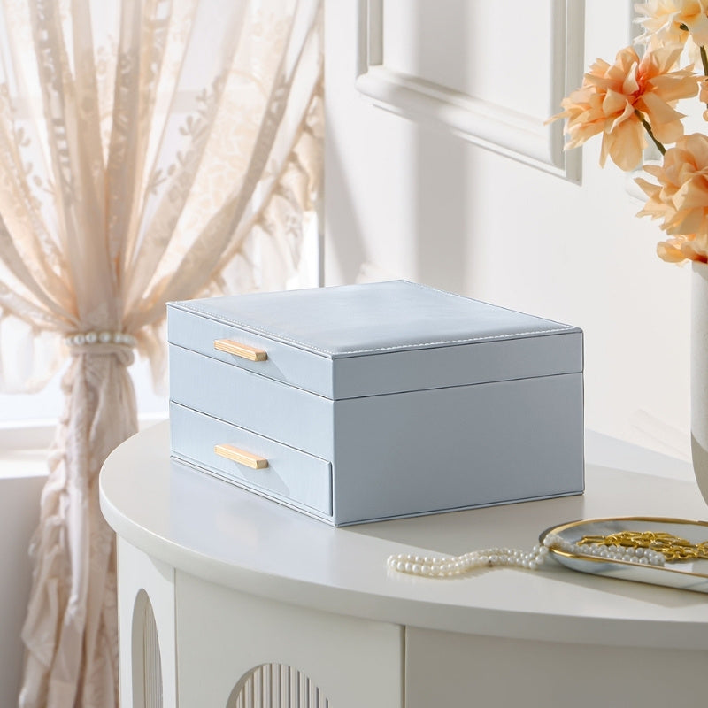 Lolalet Jewelry Box Schmuckkasten Weiß 2-lagig Samt