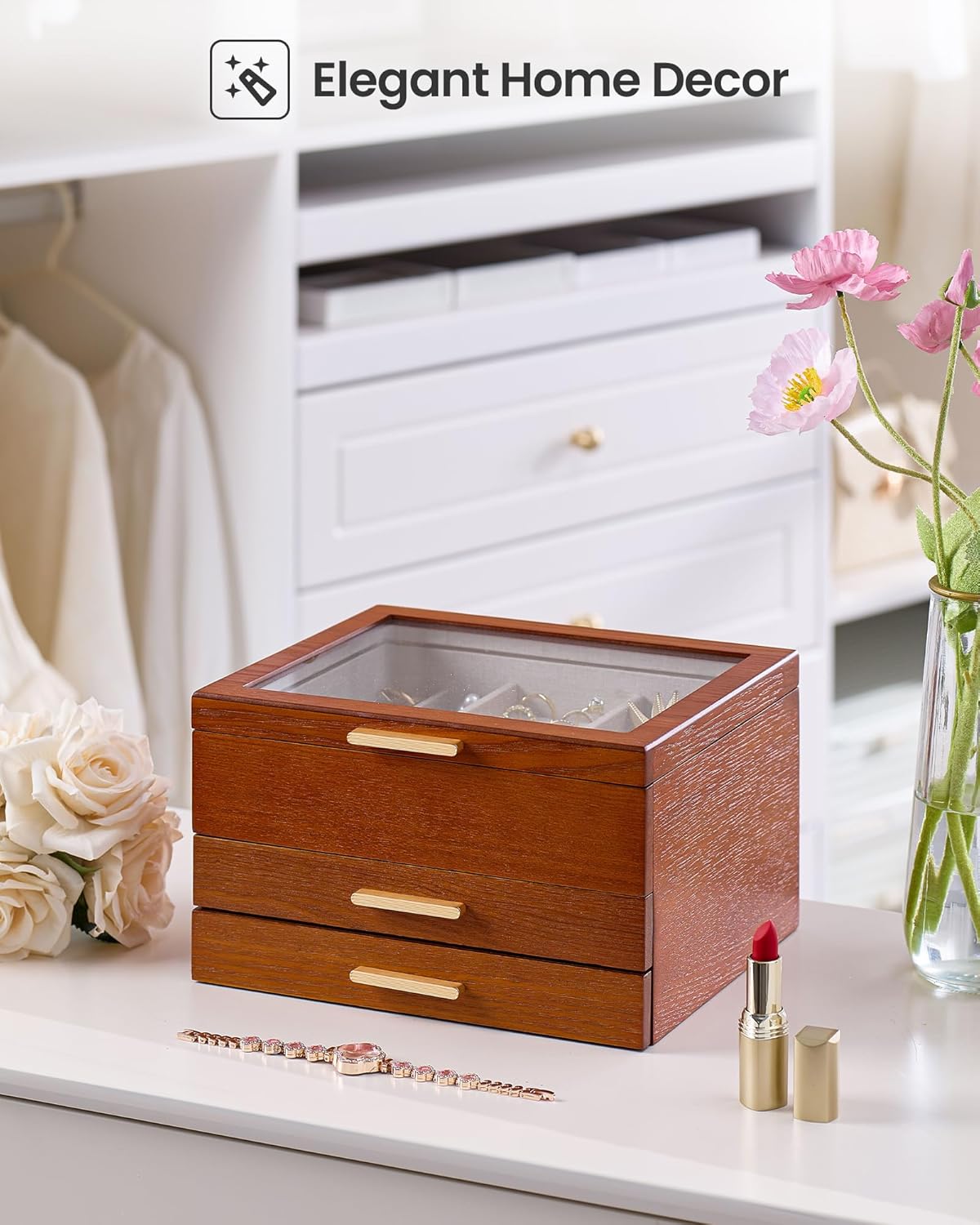 Lolalet Jewelry Box Schmuckkasten Kirsche 3 Schichten