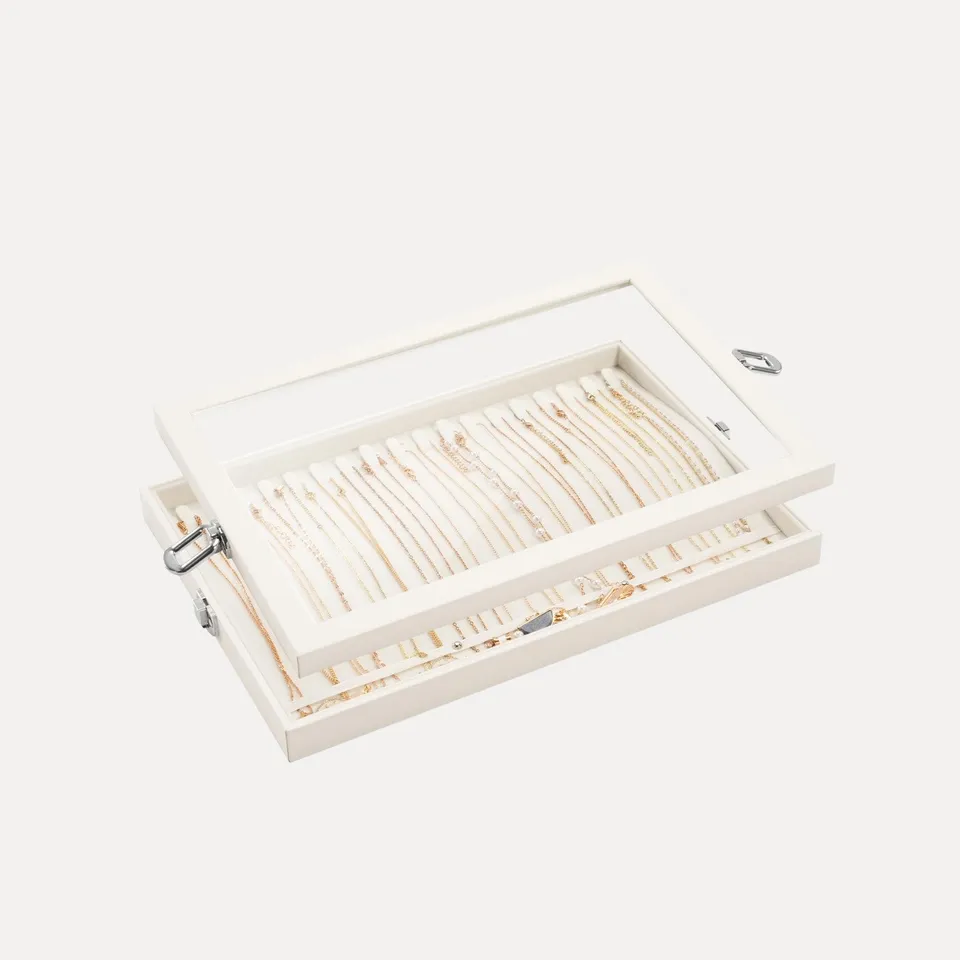Lolalet Jewelry Box Schmucktablett 18 Haken Samt 35x25cm