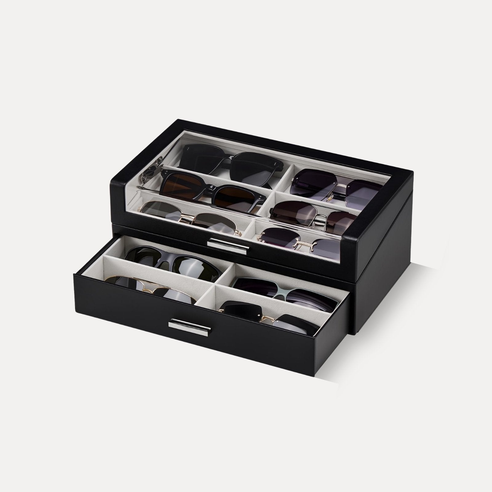 Lolalet Sunglass Box Holz Brillenbox Schwarz 12 Fächer