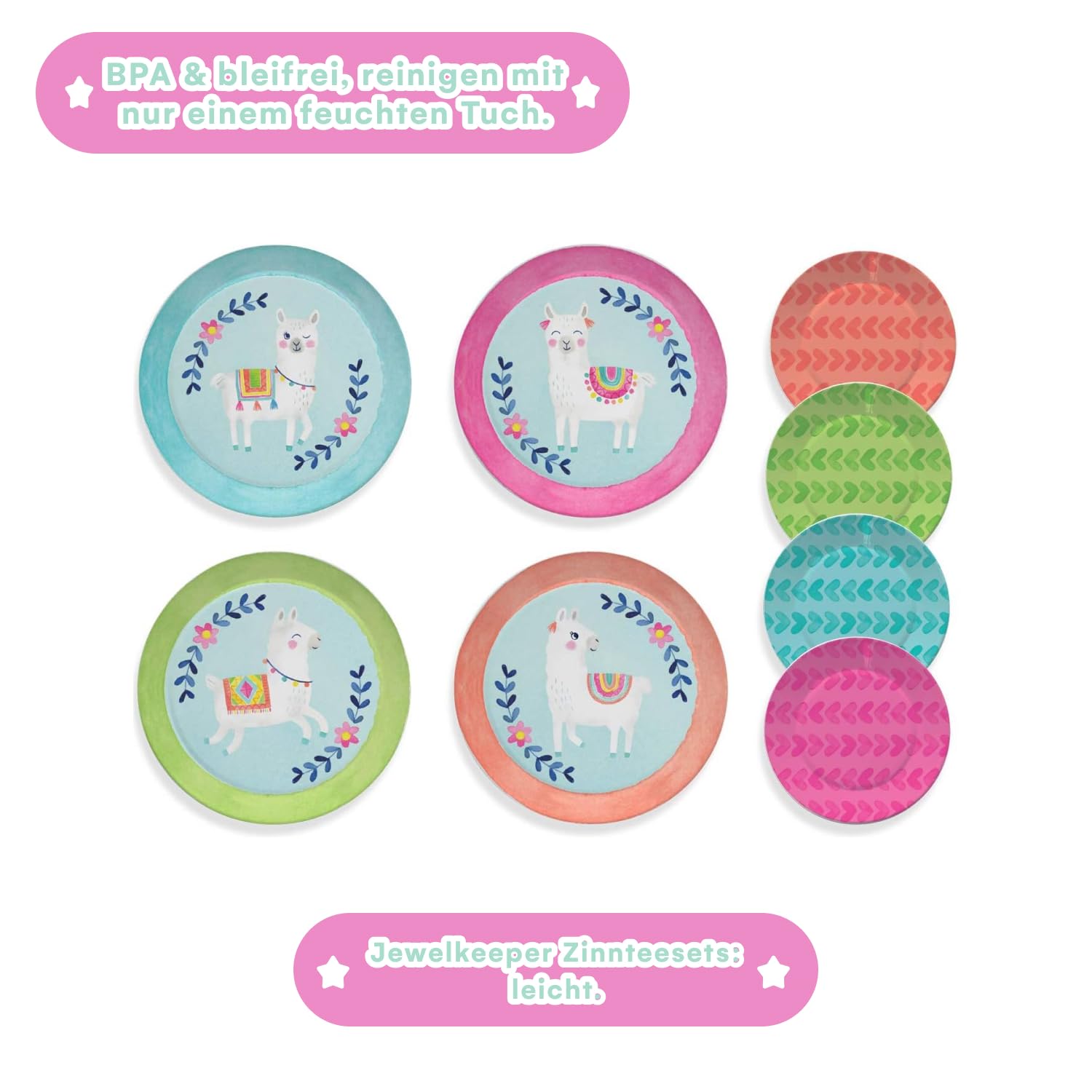 Jewelkeeper Tea Sets Teeservice Einhorn 42-teilig Zinn mit Koffer