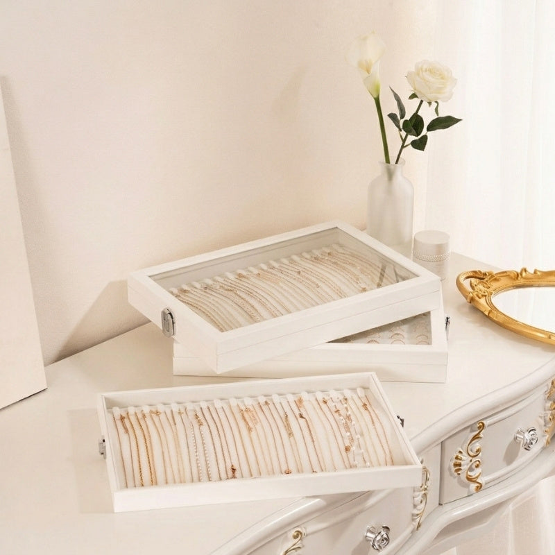 Lolalet Jewelry Box Schmucktablett 18 Haken Samt 35x25cm