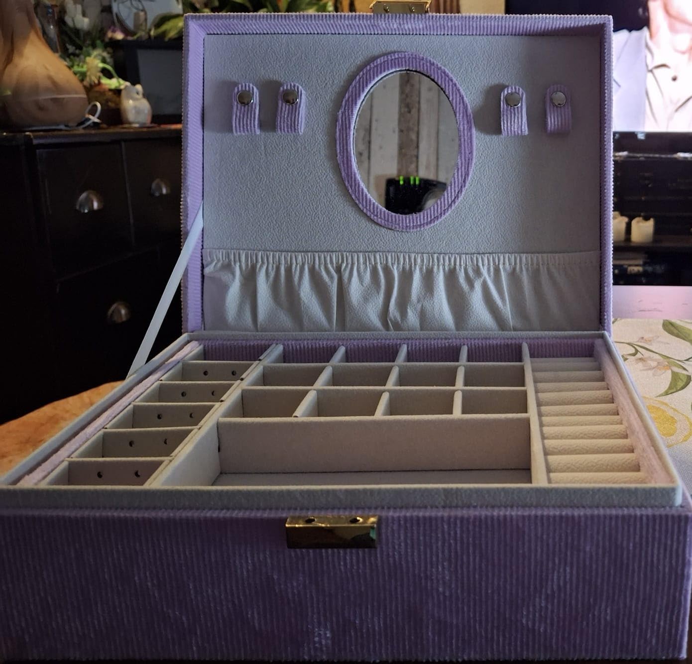Dajasan Small Jewelry Box Schmuckkästchen Rosa 2 Etagen