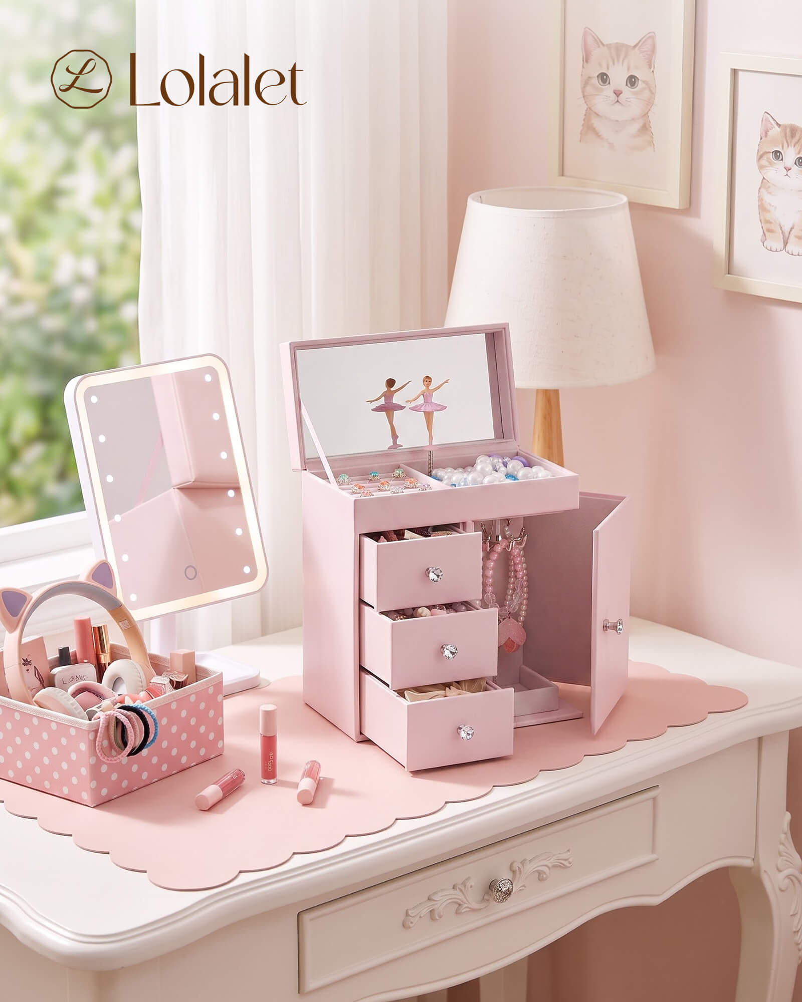 Lolalet Jewelry Box Kids Musical Schmuckkästchen Pink Ballerina
