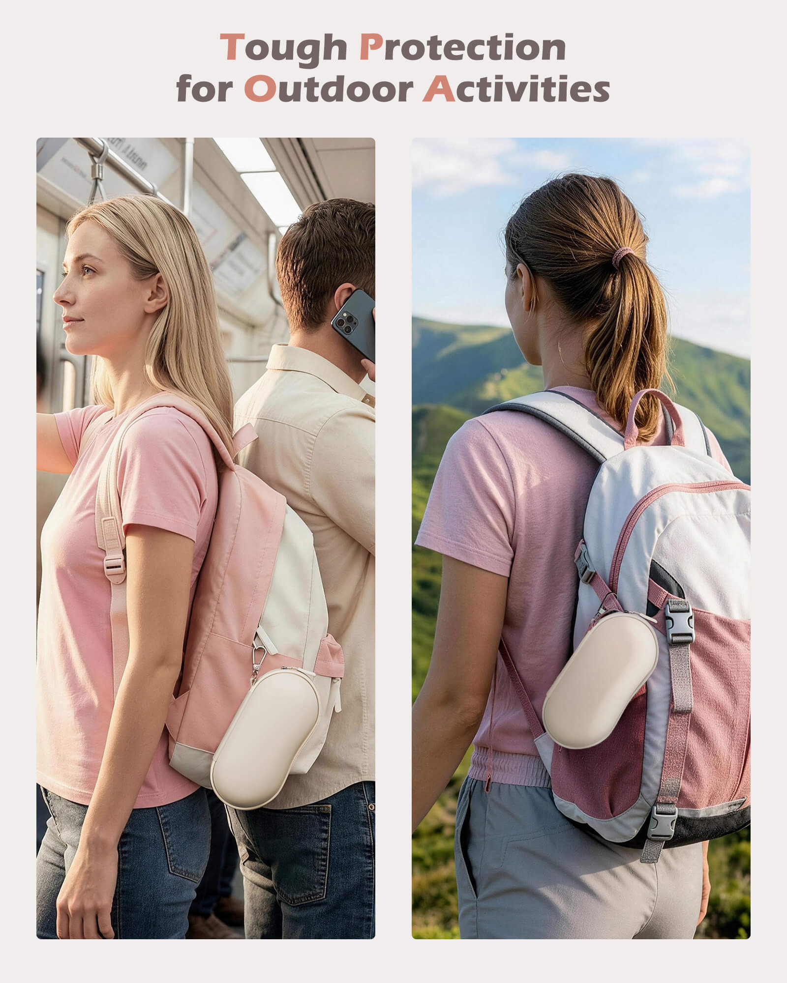 Lolalet Brillenetui Hartschale Beige EVA stoßfest mit Haken