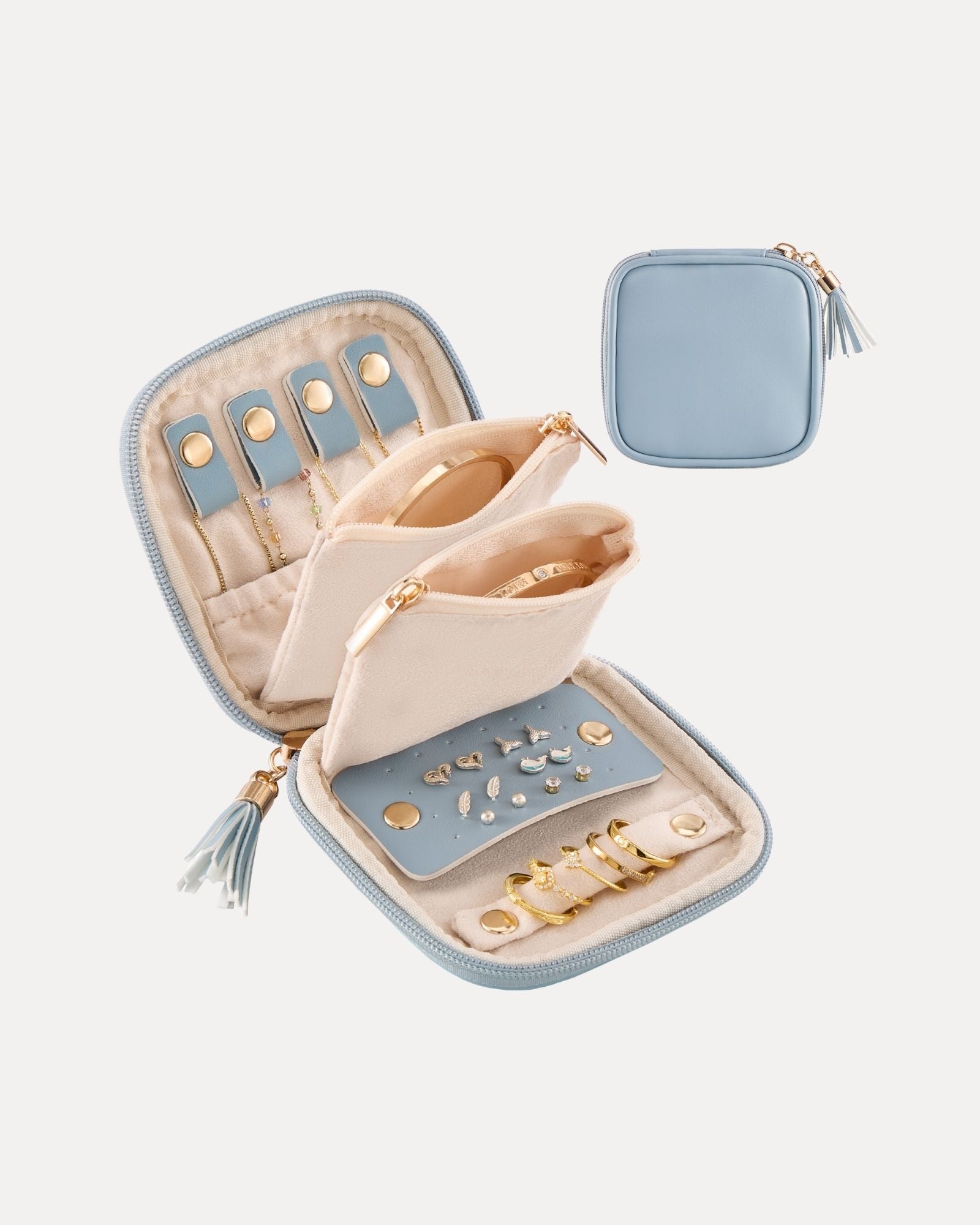 Lolalet Jewelry Box Schmucketui Blau Reise Reissverschluss