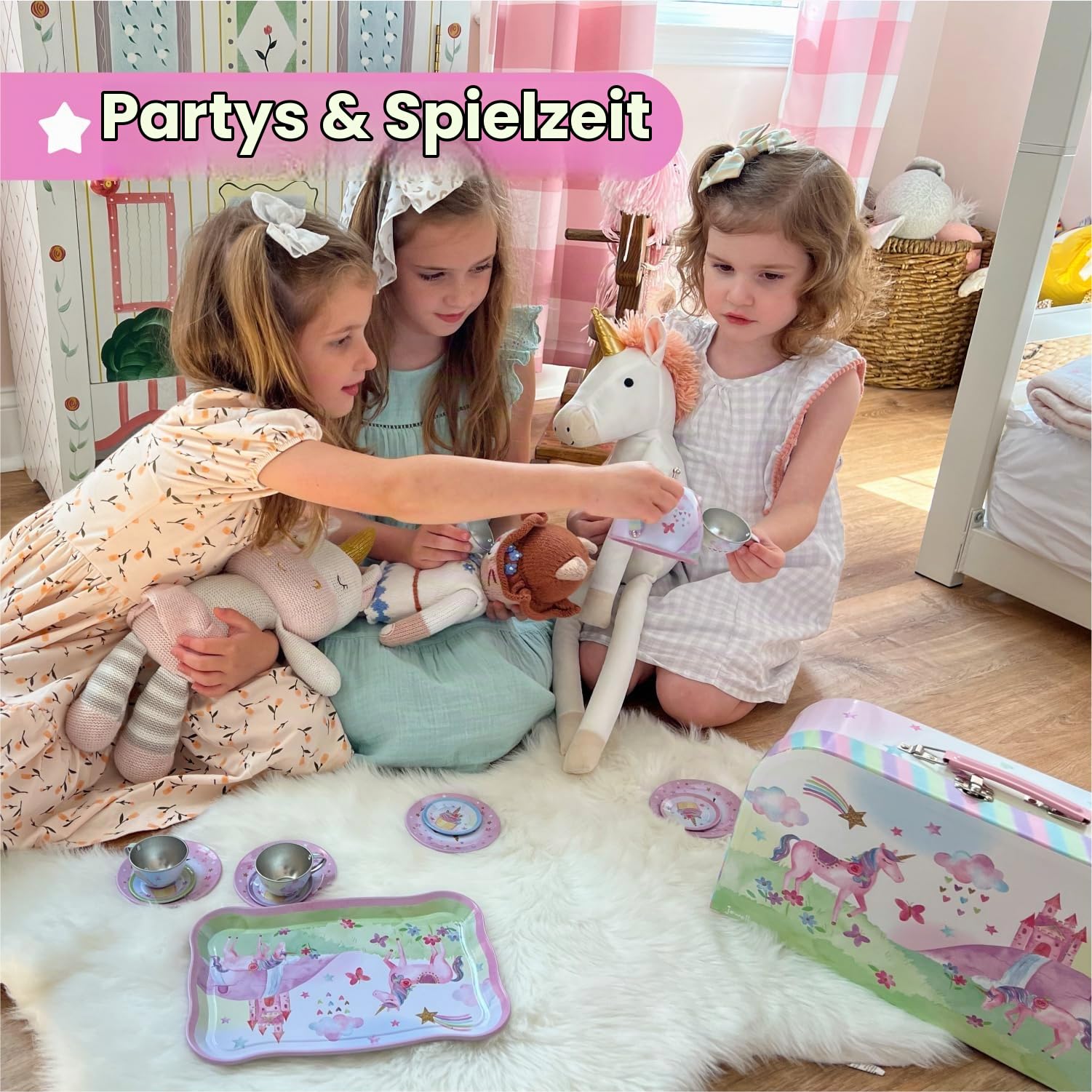 Jewelkeeper Tea Sets Teeservice Zinn 15-teilig Einhorn Party