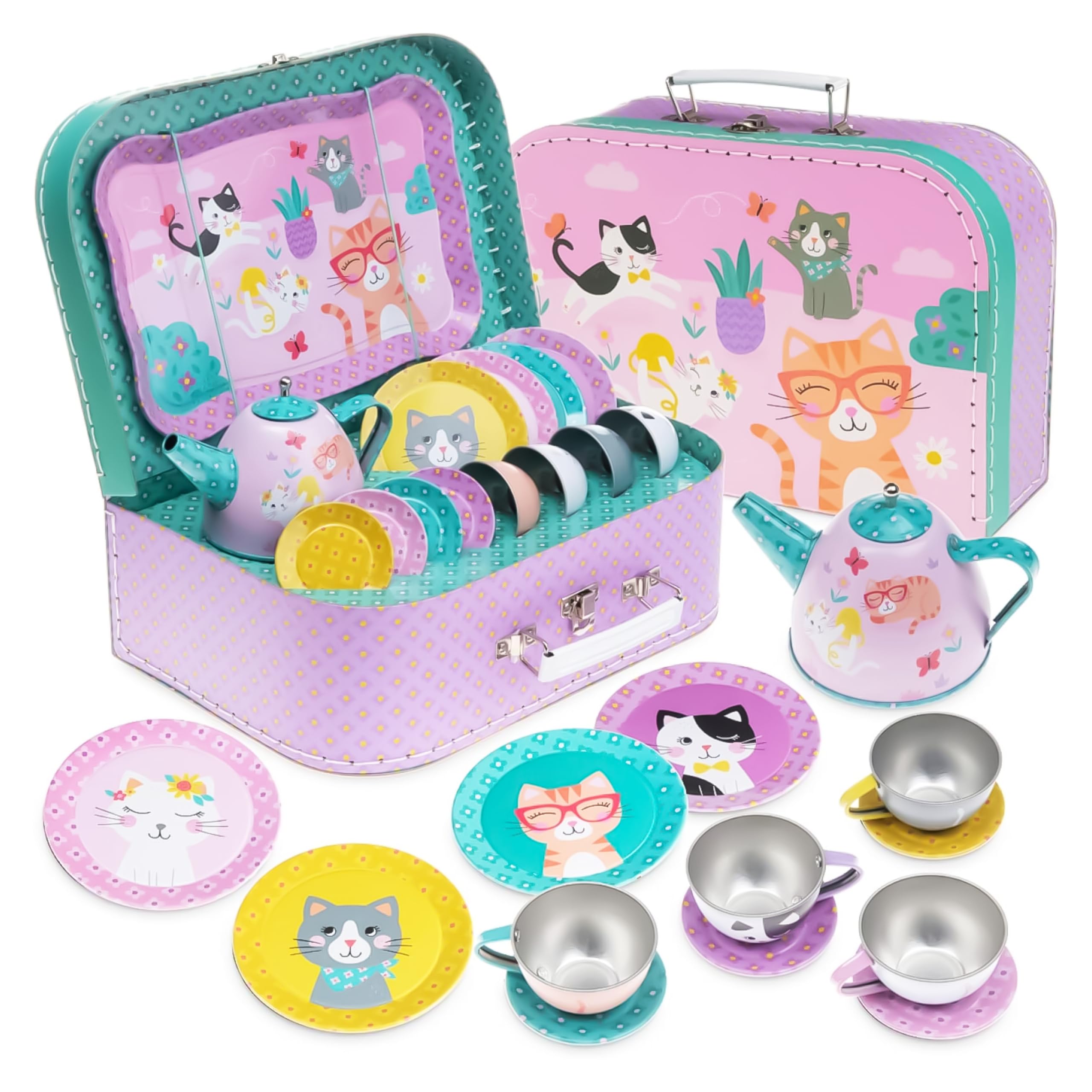 Jewelkeeper Tea Sets Teeservice Katze 15-teilig Zinn