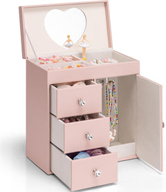 VLANDO Jewelry Music Boxes Schmuckschatulle Hellrosa Schubladen