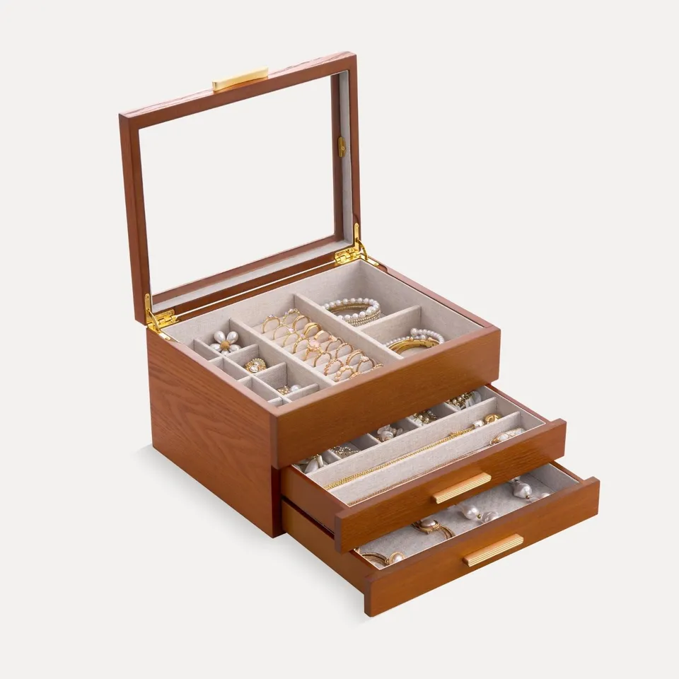 Lolalet Jewelry Box Schmuckkasten Kirsche 3 Schichten