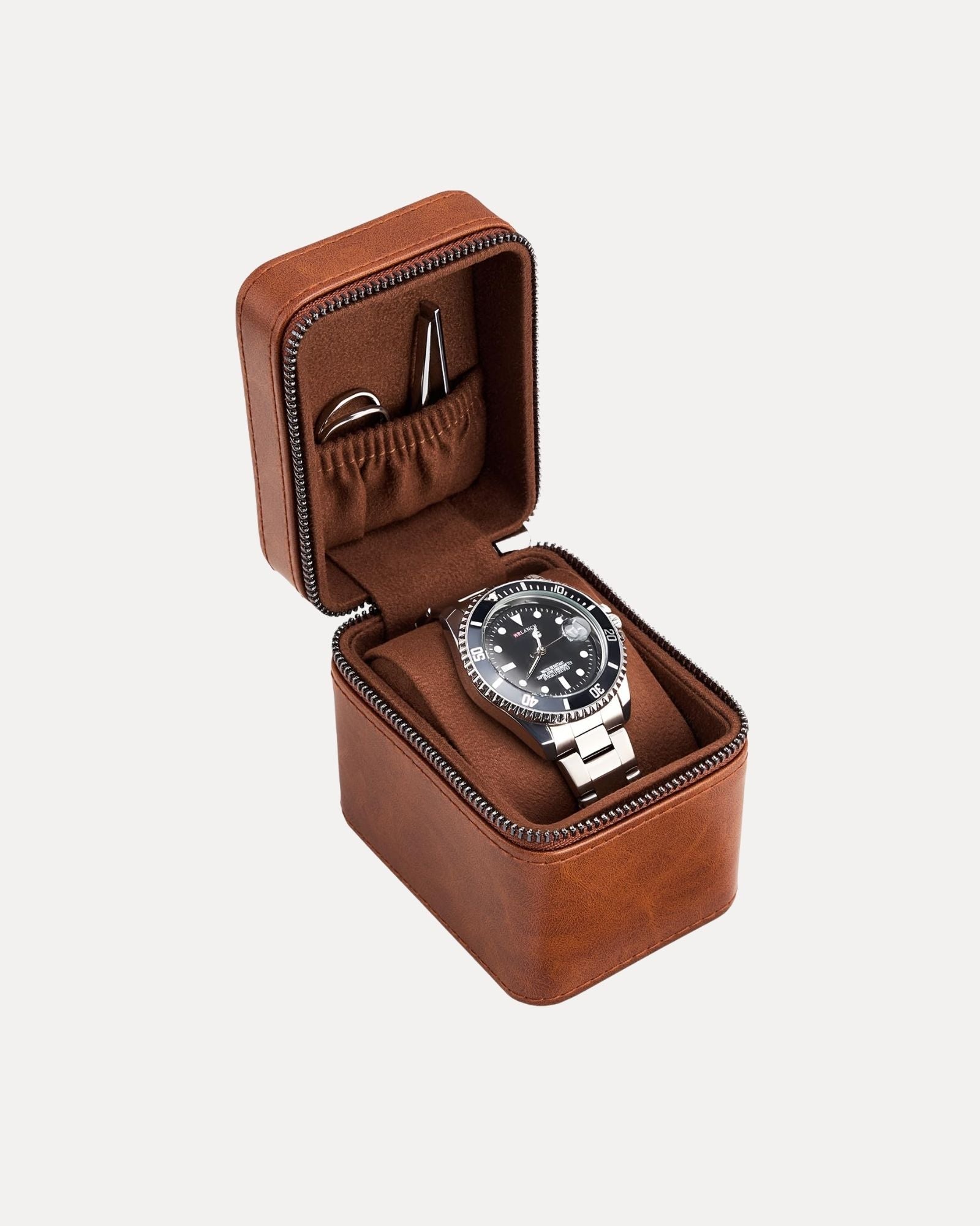 Lolalet Watch Box Uhrenetui Braun 1 Fach Kunstleder 52 mm