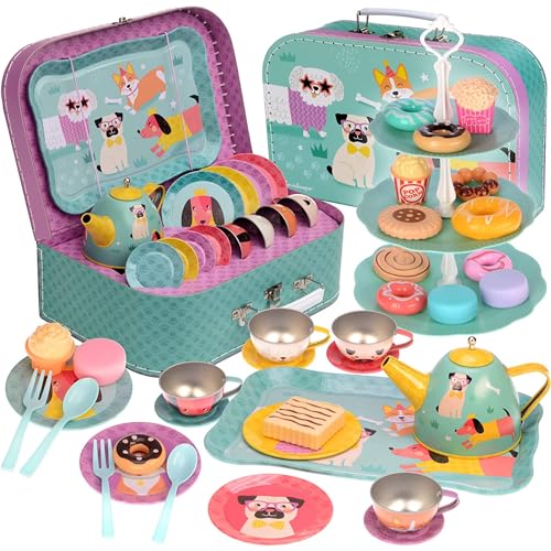 Jewelkeeper Tea Sets Teeservice Einhorn 42-teilig Zinn mit Koffer