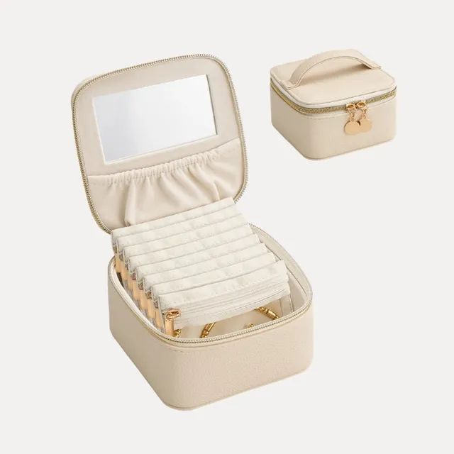 Lolalet Jewelry Box Schmucketui Beige Reise 8 Beutel