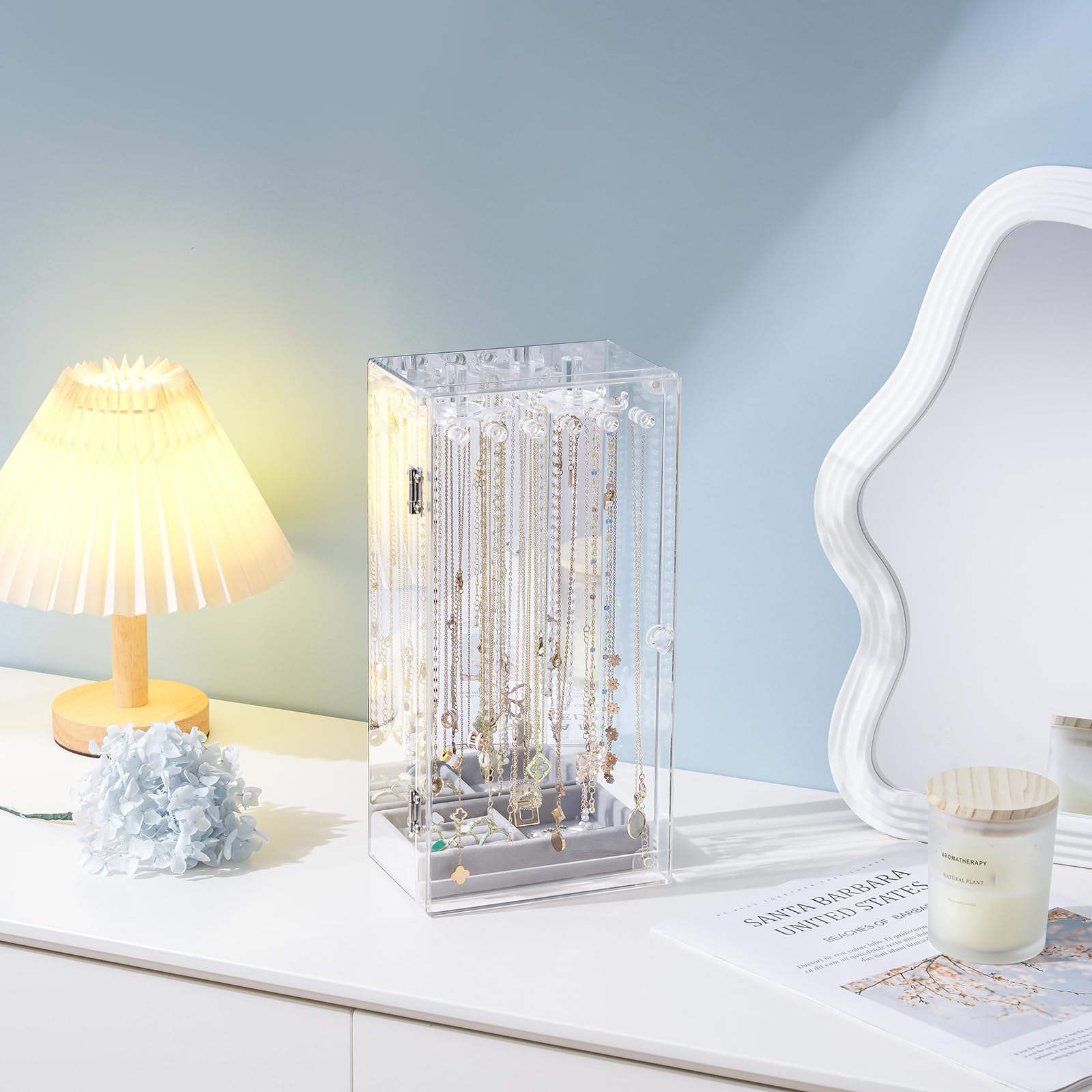 Lolalet Jewelry Box Schmuckkasten Transparent mit Spiegel