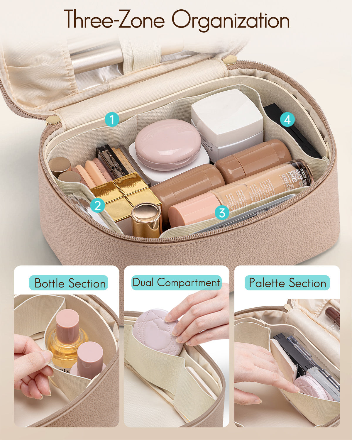 VLANDO Travel Ritual Naifu Make-up-Tasche Beige groß