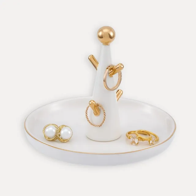 Lolalet Jewelry Tray Schmuckschale Keramik Baum Weiß