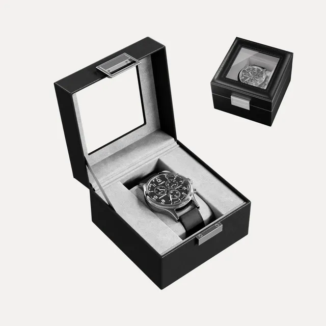 Lolalet Watch Box Uhrenbox Single Schwarz 11x11cm Glas
