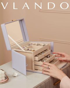 VLANDO Quiet Luxe Schmuckkästchen Spiegel 3 Schubladen