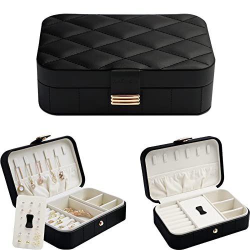 KAMIER Mini Schmuckkästchen Reise Etui Leder Samt 20,6 cm