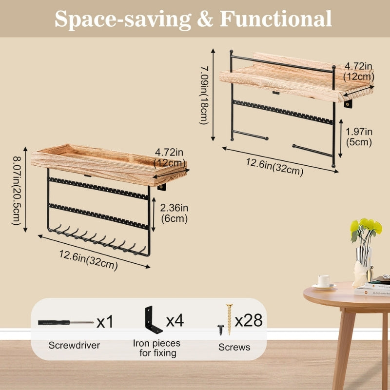 Lolalet Wall Mount Schmuckorganizer Wand Weiß 2er Set