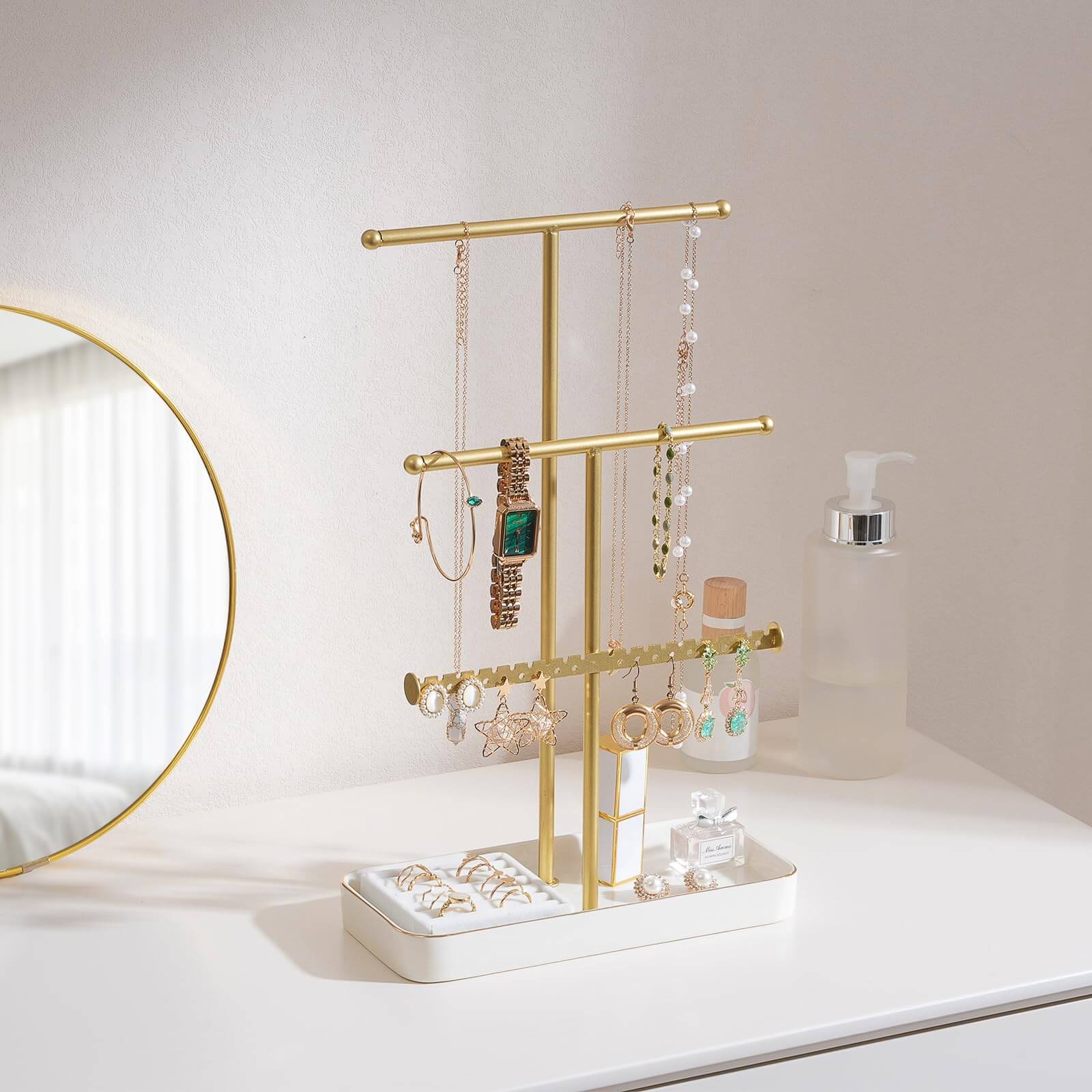 Lolalet Jewelry Stand Kettenständer Gold Samt Ringschale