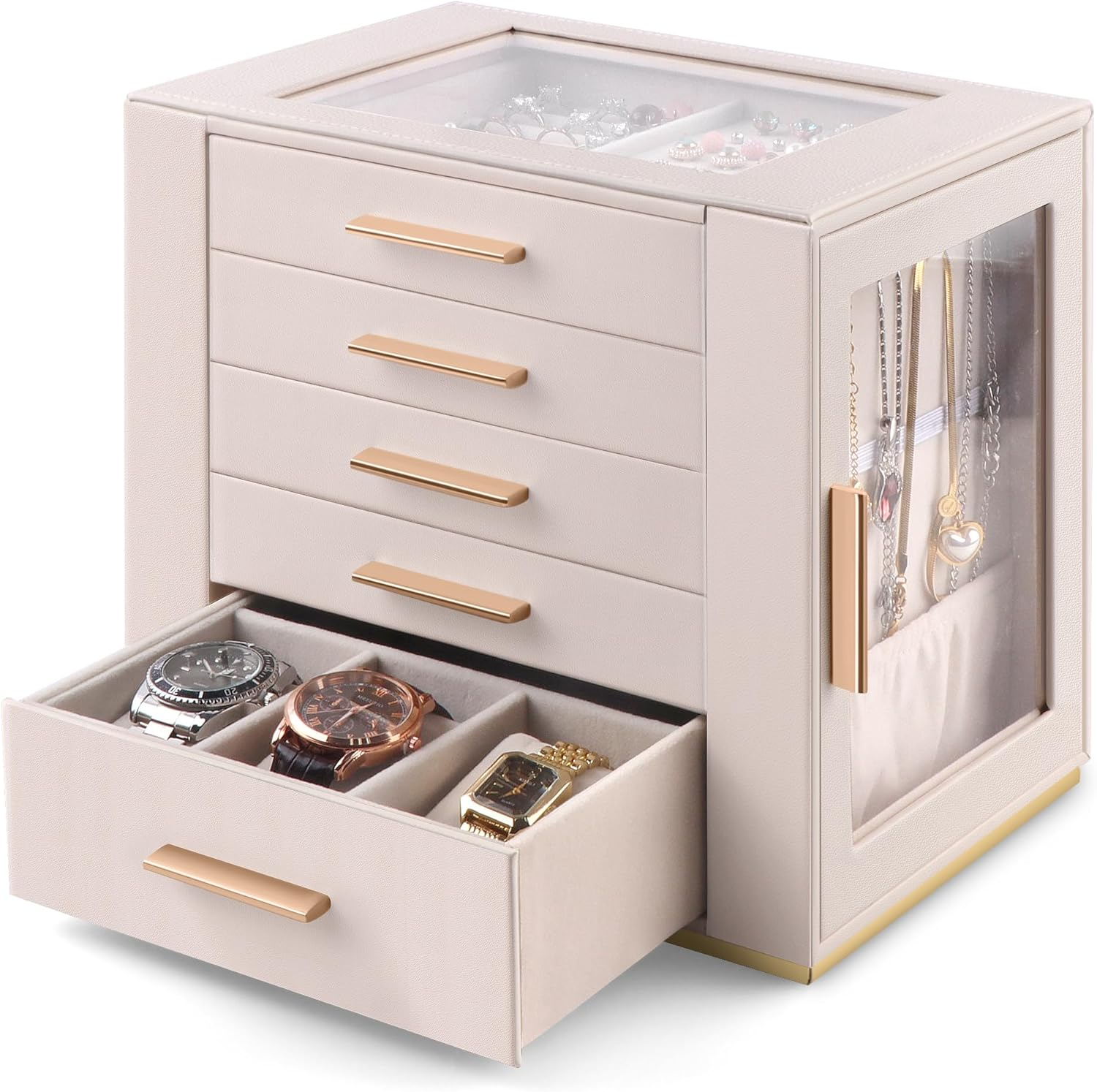 Homeanda Jewelry Box Schmuckkästchen 6 Schubladen Samt