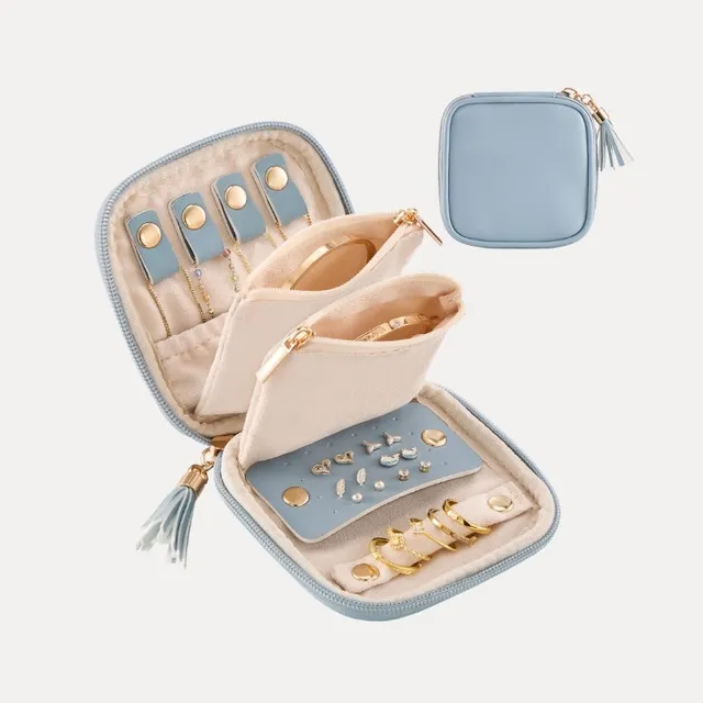 Lolalet Jewelry Box Schmucketui Blau Reise Reissverschluss