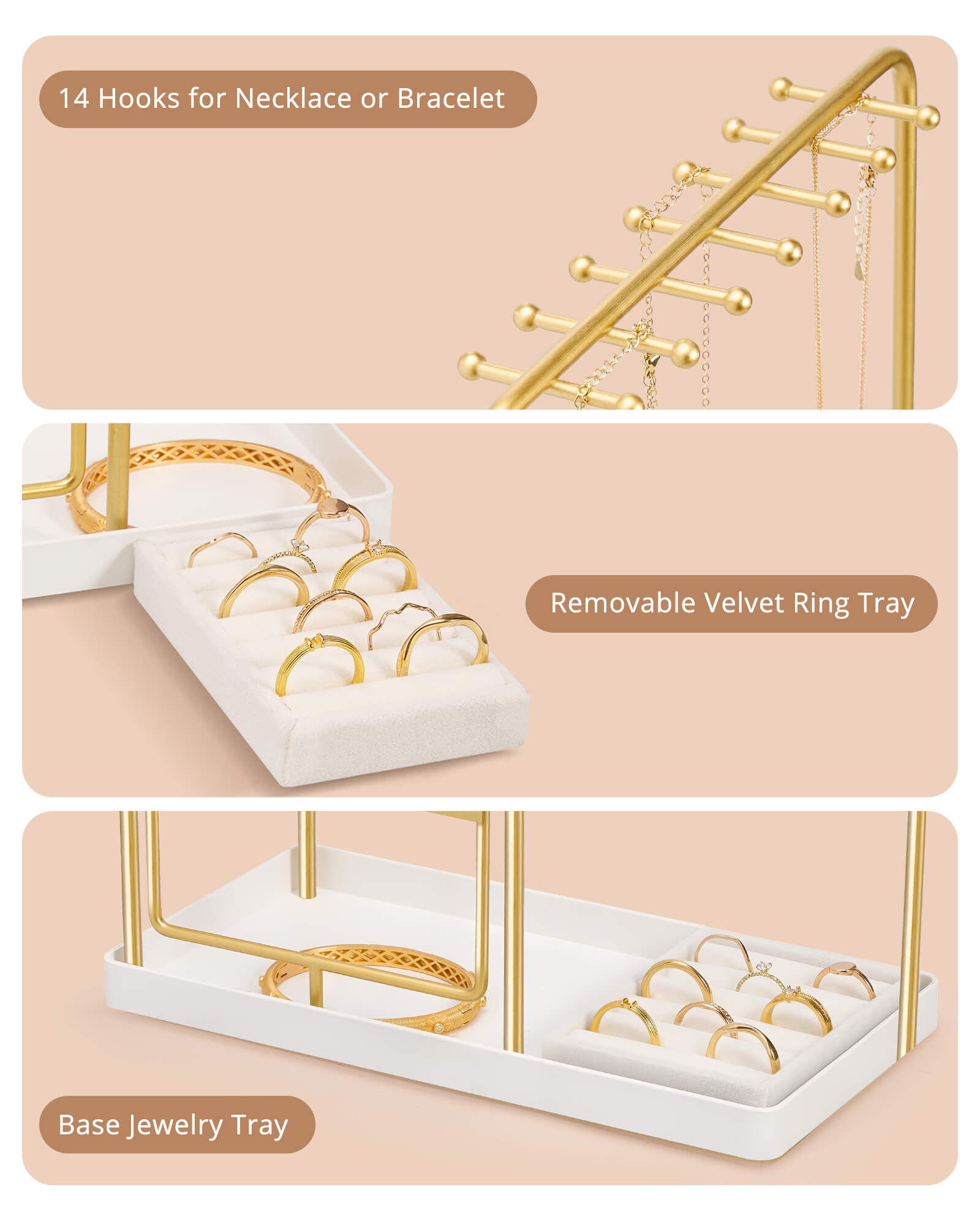 Lolalet Jewelry Stand Schmuckständer Gold Medium 32,3 cm