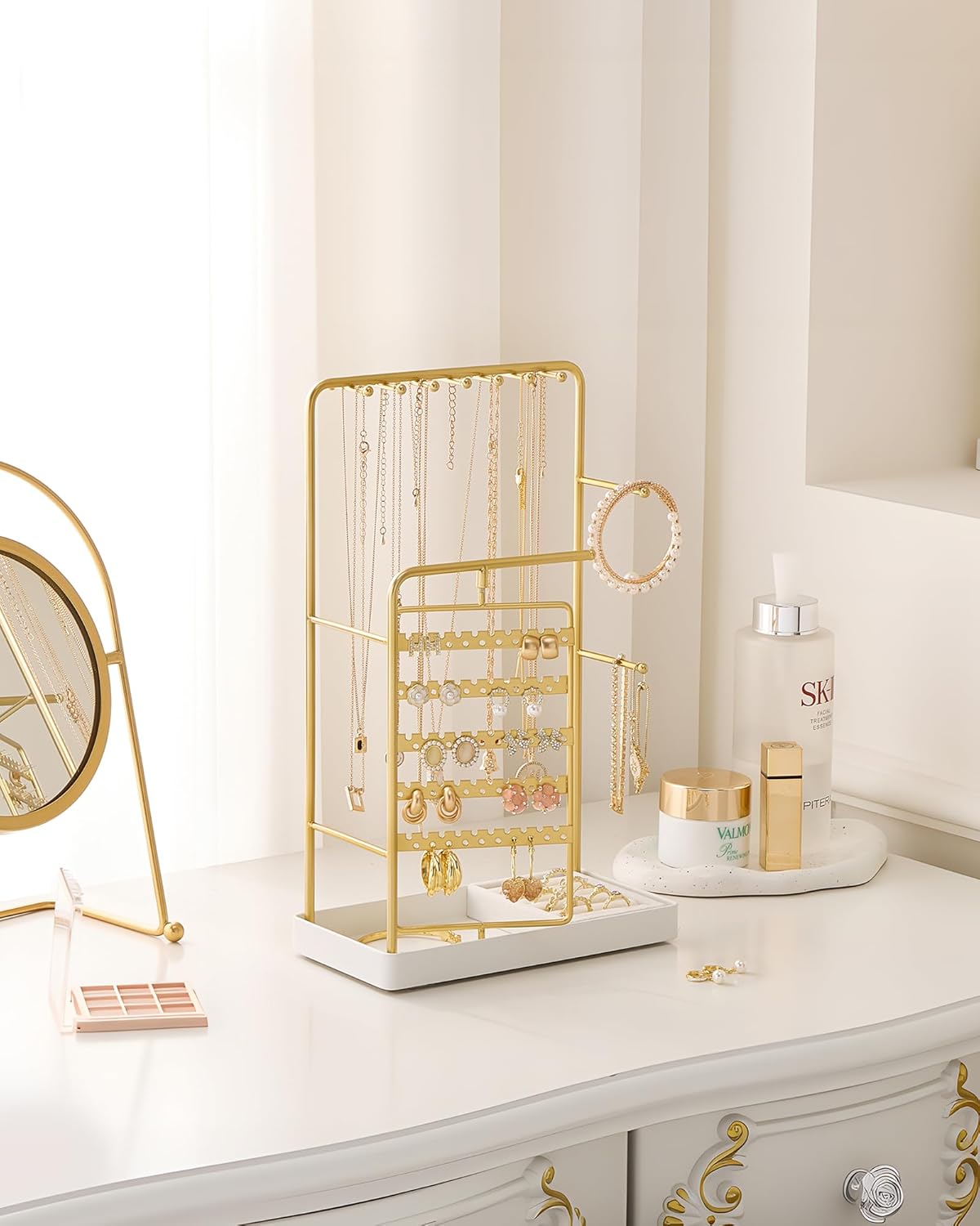 Lolalet Jewelry Stand Schmuckständer Gold 360 drehbar