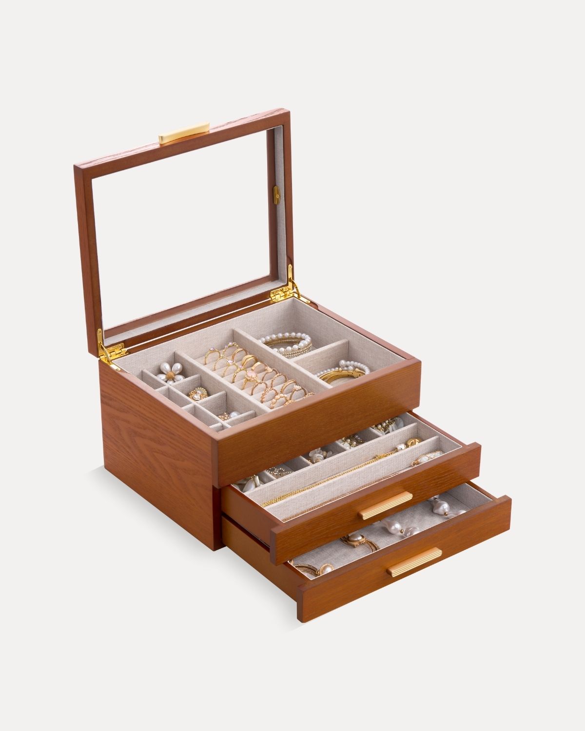 Lolalet Jewelry Box Schmuckkasten Kirsche 3 Schichten