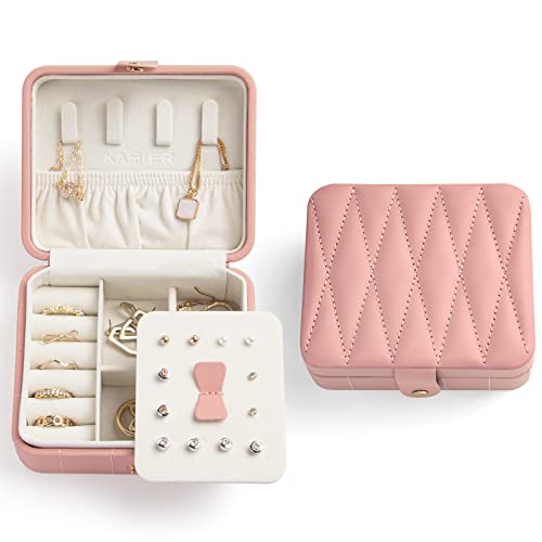 KAMIER Mini Jewelry Boxes Schmuckkästchen Rosa mit Spiegel