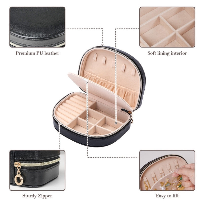 Lolalet Jewelry Box Schmucketui Schwarz Reise Reissverschluss