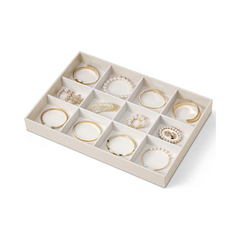 VLANDO Everyday Keepsake Stapelbares Schmucktablett Set Latte Beige Samt