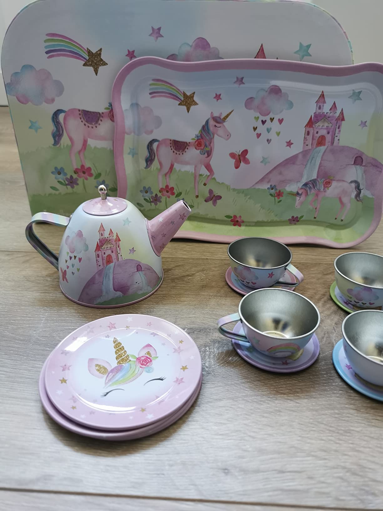 Jewelkeeper Tea Sets Teeservice Zinn 15-teilig Einhorn Party