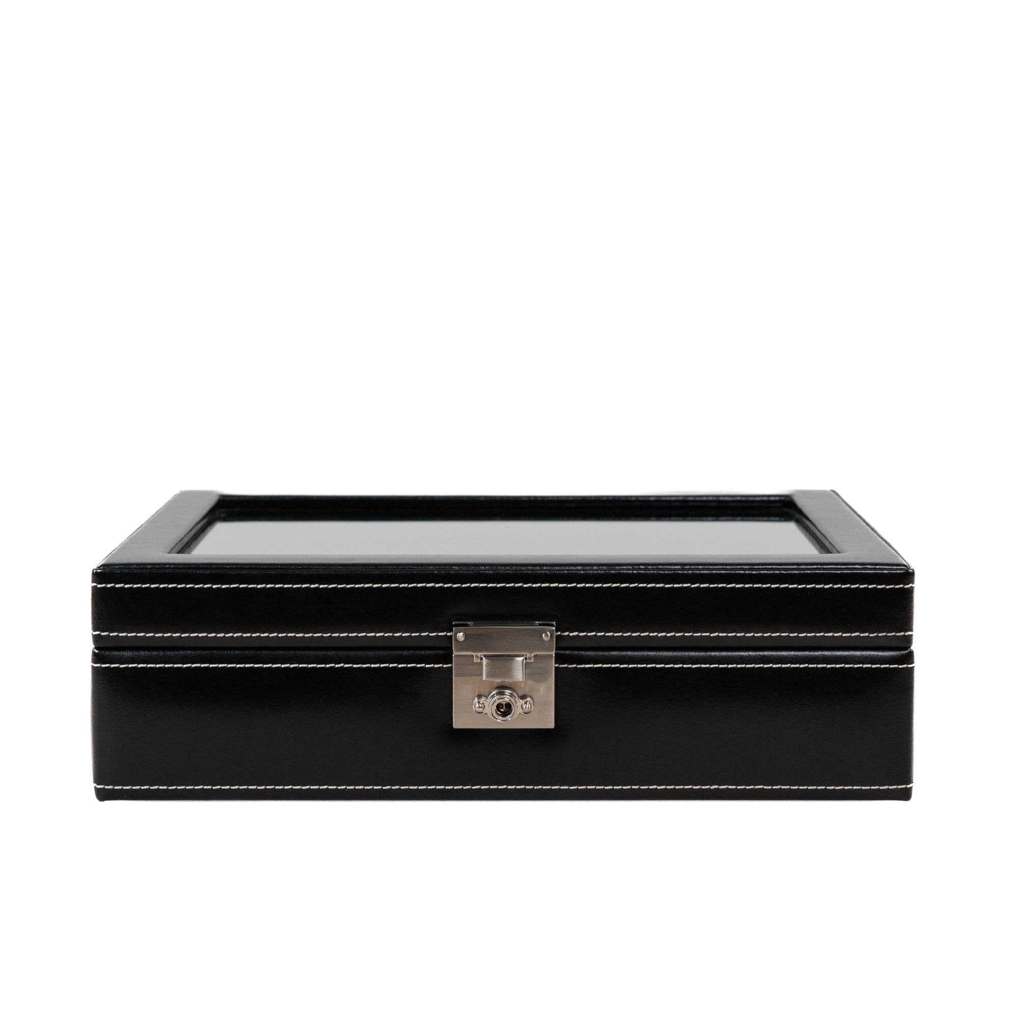 Friedrich 23 London Uhrenbox 10 Uhren Glasdeckel Leder Schwarz