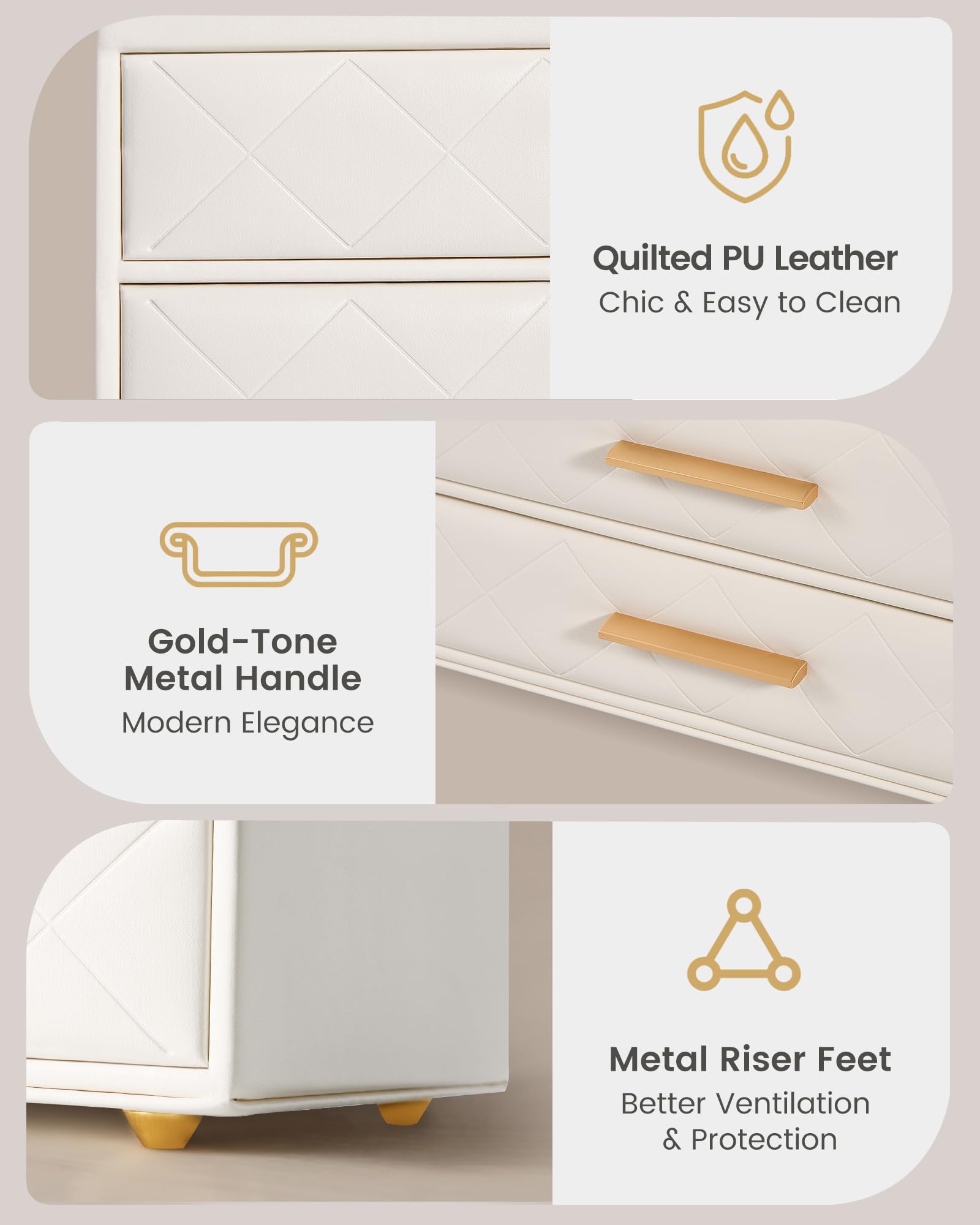Lolalet Makeup Organizer Schmuckkasten Beige 2-lagig Leder