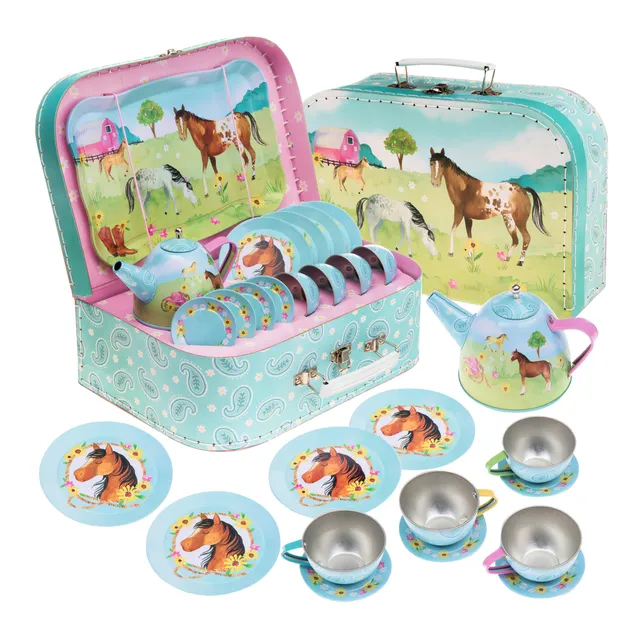 Jewelkeeper Tea Sets Tin Teeservice Pferde 15-teilig Zinn