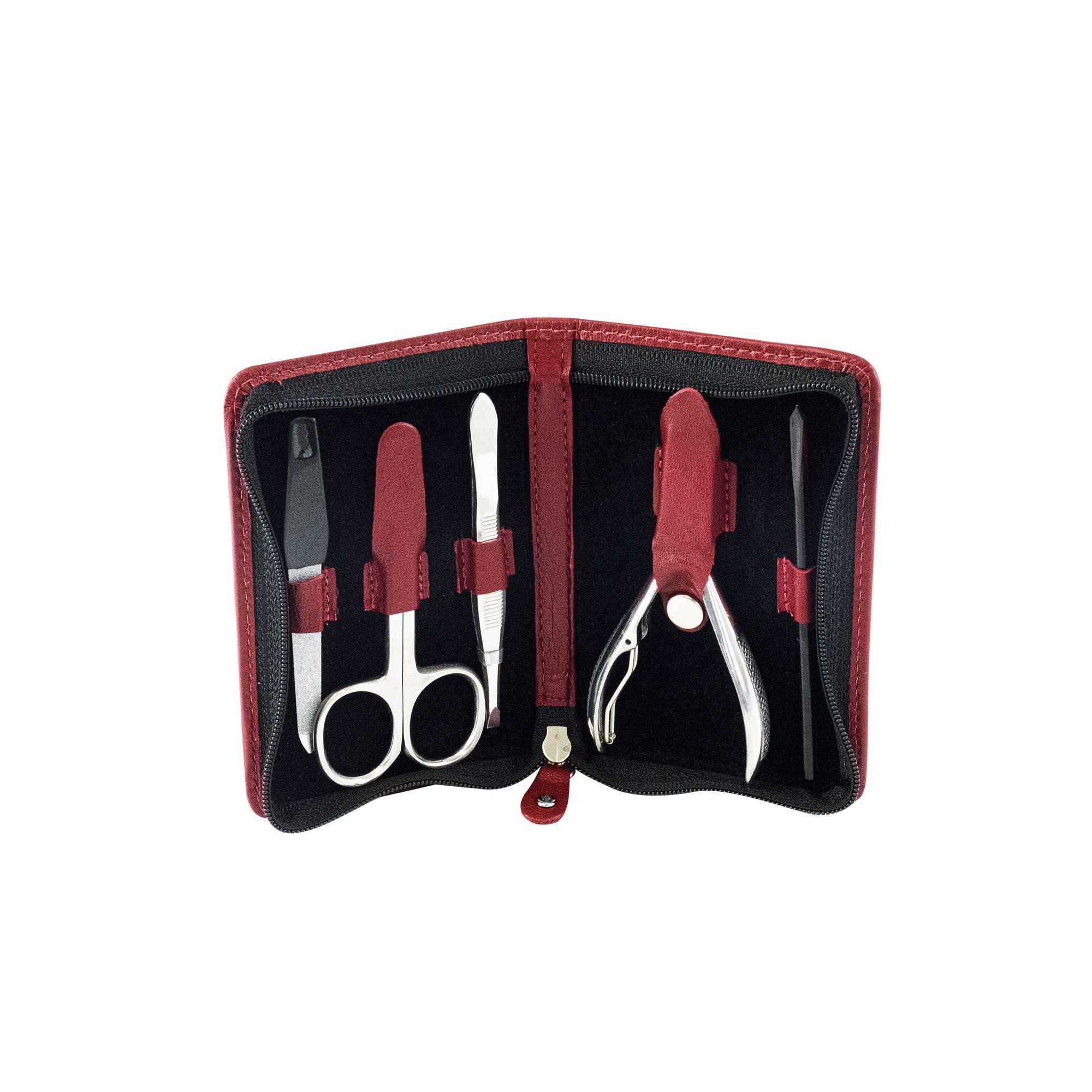 Friedrich 23 Sienna Maniküre-Set 5-tlg Leder Weinrot Nagelzange