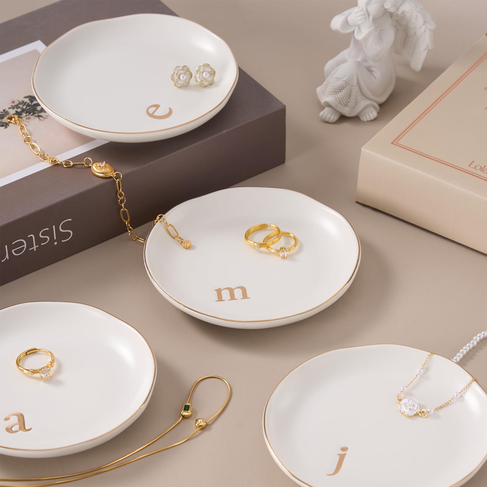 Lolalet Jewelry Tray Schmuckschale Keramik Buchstabe A