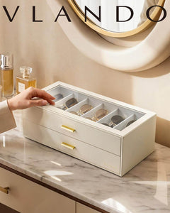 VLANDO Everyday Keepsake Brillenbox 2-lagig mit Glasdeckel