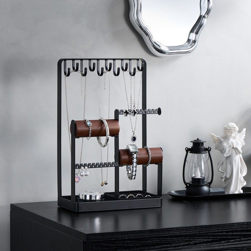 Lolalet Jewelry Stand Schmuckdisplay Schwarz Holz und Metall