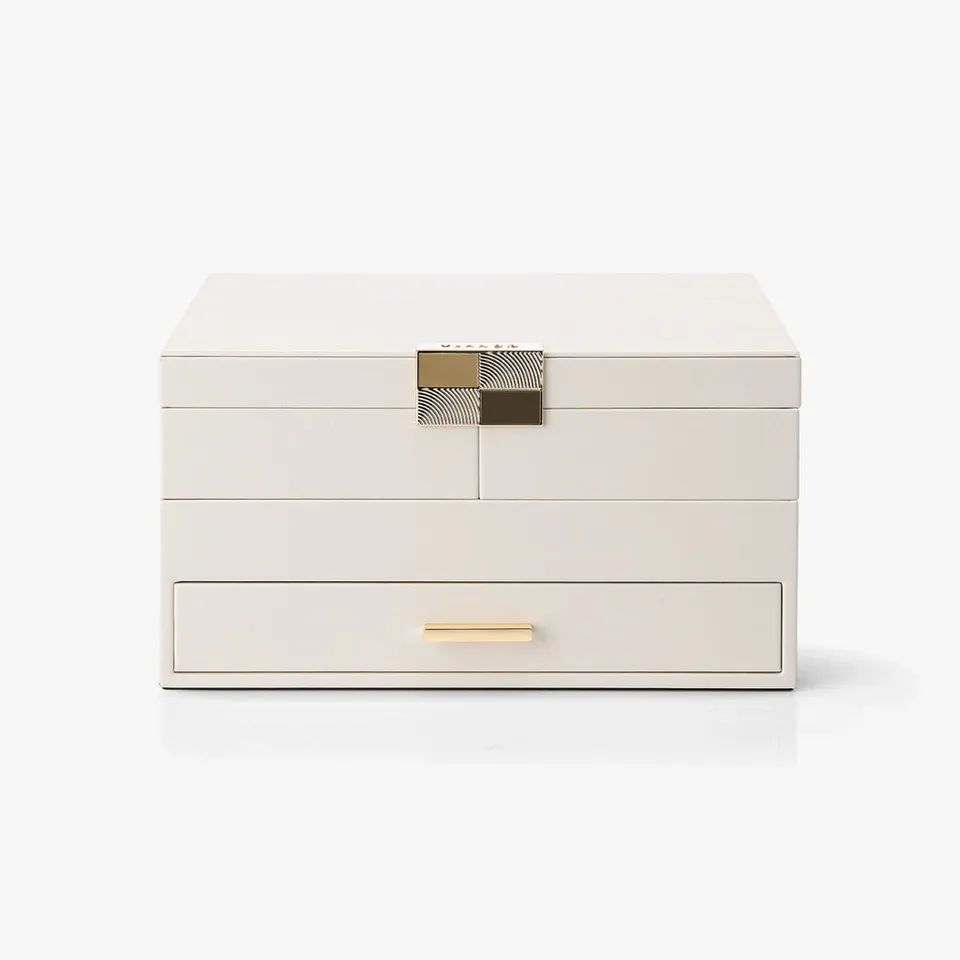 VLANDO Quiet Luxe 3-stöckiges Schmuckkästchen Kunstleder