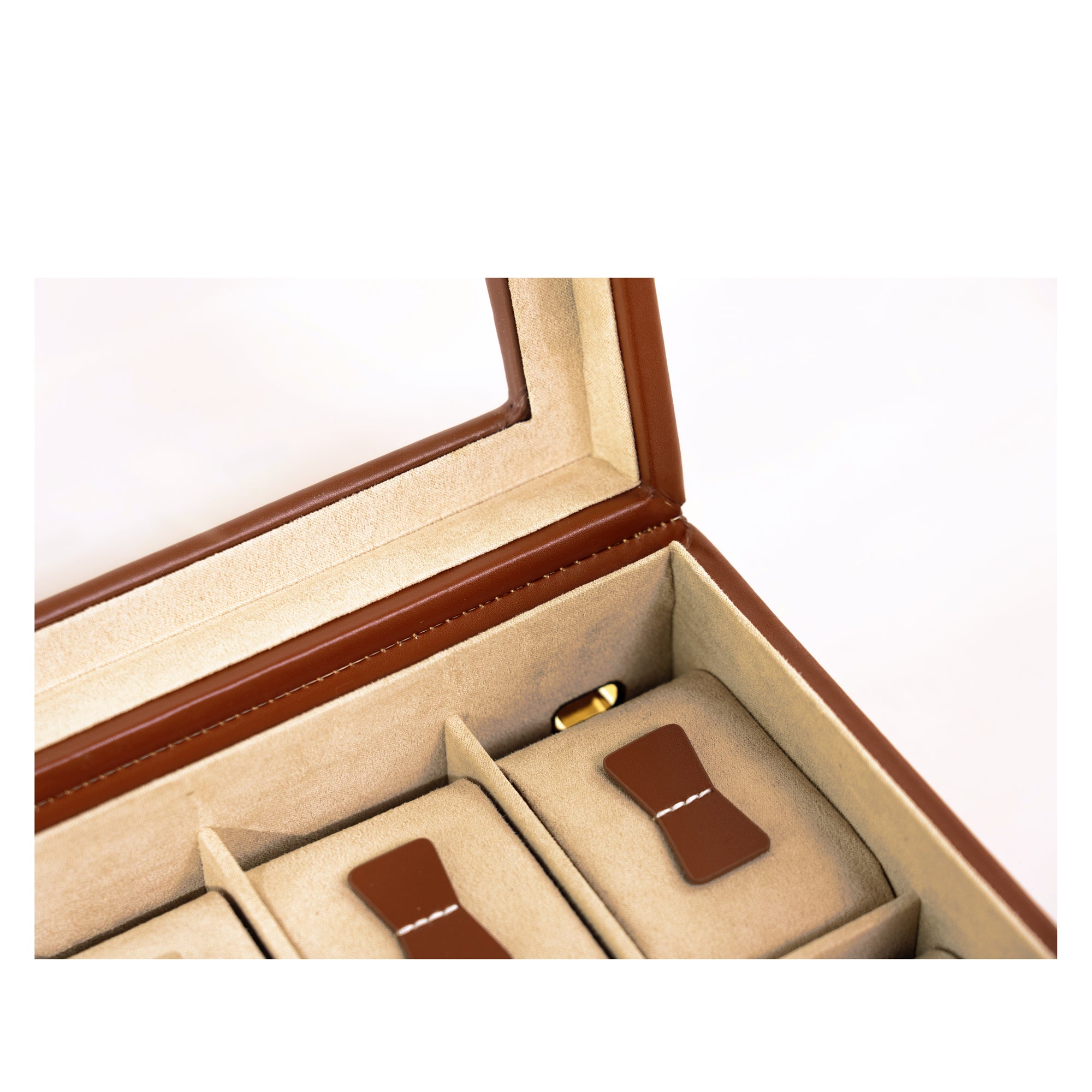 Friedrich 23 Cordoba Uhrenbox Leder 10 Uhren Braun Glas