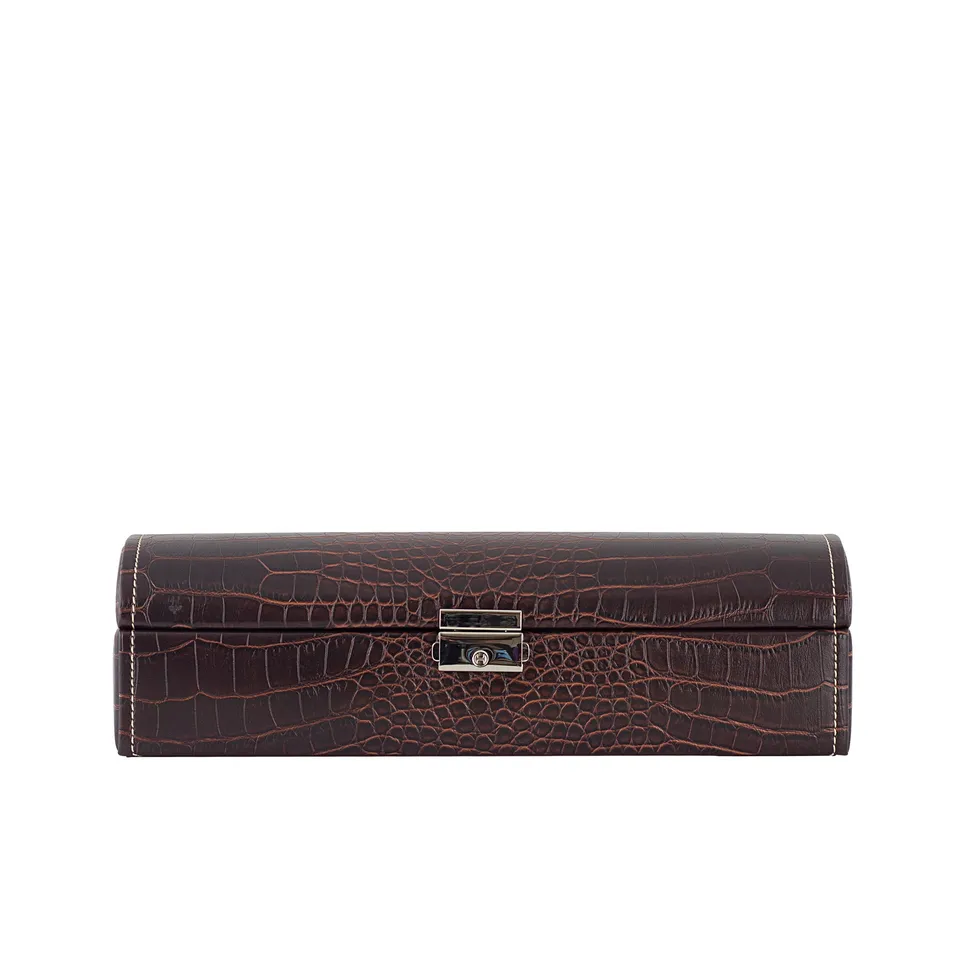 Friedrich 23 Le Croc Uhrenbox für 5 Uhren Braun Kroko-Optik