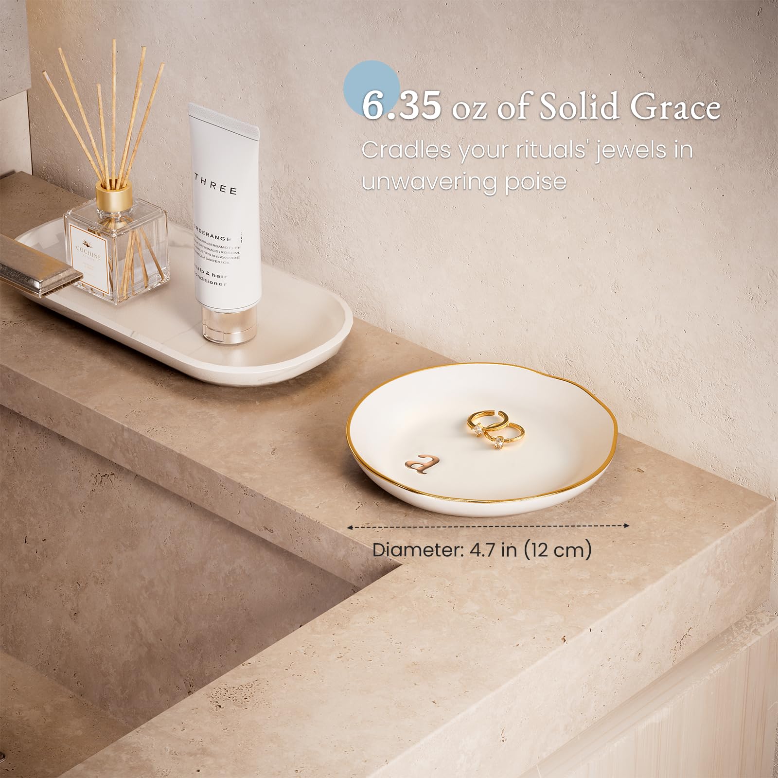Lolalet Jewelry Tray Schmuckschale Keramik Buchstabe A